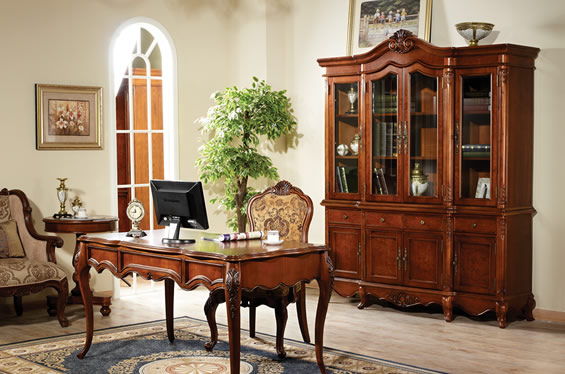 美式实木四门书柜