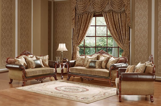 实木欧式沙发三件套