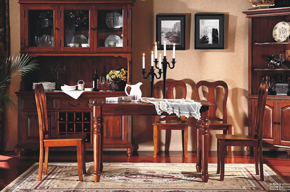 英式乡村纯实木餐桌餐椅