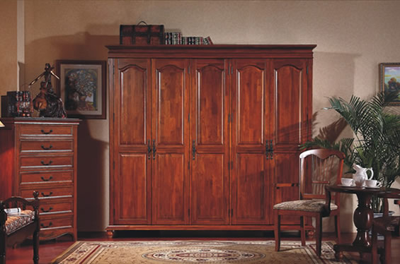 英式乡村纯实木五开门衣柜
