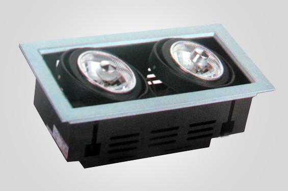 双头90银色平斜格栅射灯