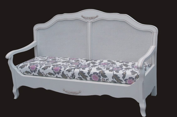 法式风格实木布艺双人沙发