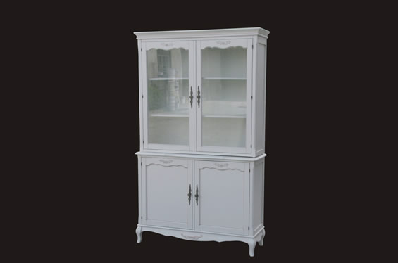 法式风格实木上下玻璃组合柜