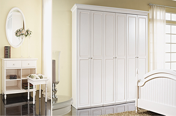 韩式白色六门衣柜