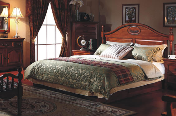 英式乡村纯实木1.5米床(液压)