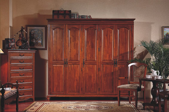 英式乡村纯实木五开门衣柜