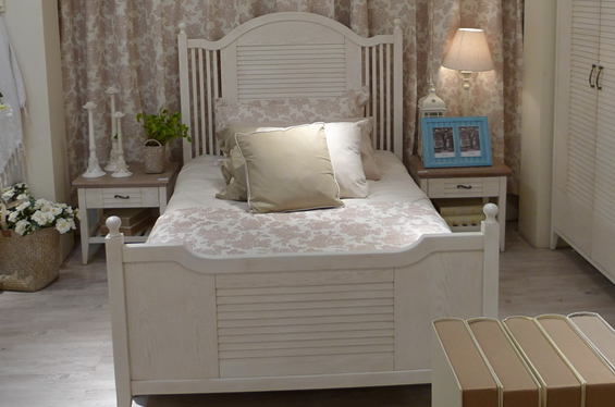 地中海风格1.2米实木儿童床