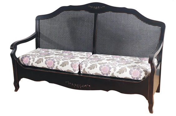 法式风格实木布艺双人沙发