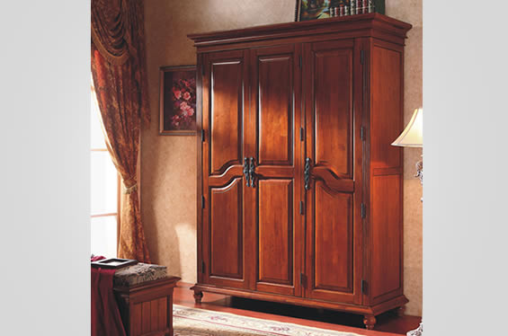 英式乡村纯实木三门衣柜
