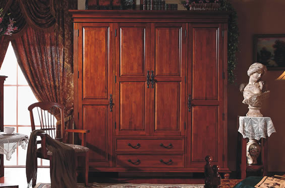 英式乡村纯实木四门衣柜